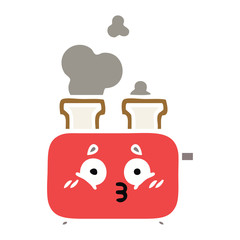 flat color retro cartoon of a toaster