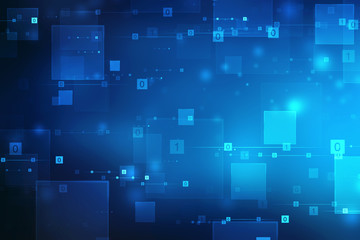Binary Code Background, Digital Abstract technology background, flowing number one and zero text in binary code format in technology background.