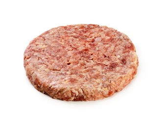 Raw meat cutlet on white background