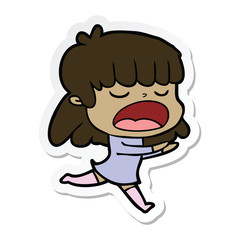 sticker of a cartoon woman talking loudly