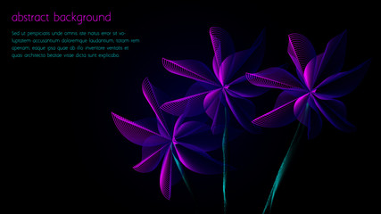Abstract futuristic neon flower background.