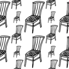 chair seamless pattern isolated on white background