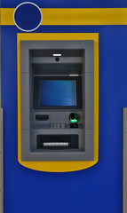atm cash machine blue