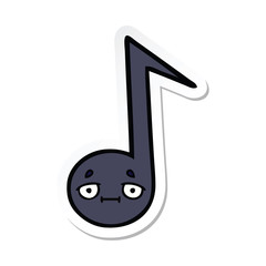 sticker of a cute cartoon musical note