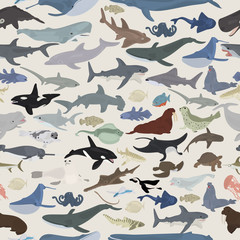 Seamless vector background on the marine theme