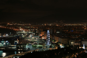 view of illuminated port at midnight