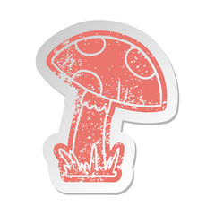 distressed old sticker of a toad stool