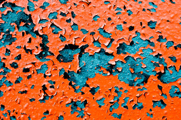 background of old red paint on metal