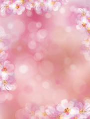Obraz na płótnie Canvas Vector pink, bokeh, floral background, blossoming sakura tree, blurred effect.