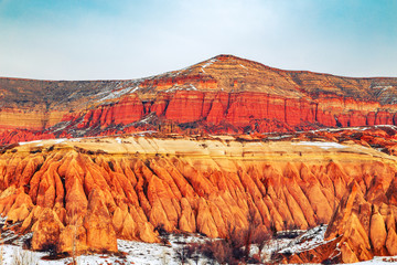 Amazing mountain landscape in Cappadocia. Red valley.