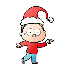 gradient cartoon of a happy old woman wearing santa hat