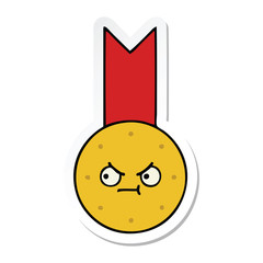 sticker of a cute cartoon gold medal