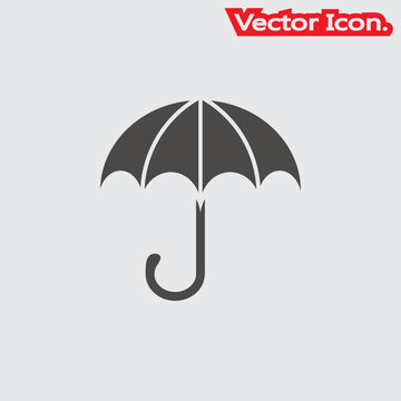 Umbrella icon isolated sign symbol and flat style for app, web and digital design. Vector illustration.