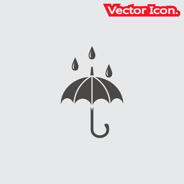 Umbrella icon isolated sign symbol and flat style for app, web and digital design. Vector illustration.