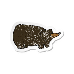 retro distressed sticker of a funny cartoon black bear