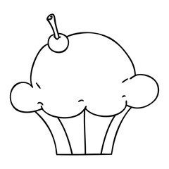 quirky line drawing cartoon muffin