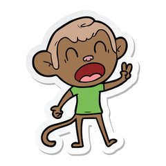 sticker of a shouting cartoon monkey