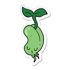 sticker of a cartoon sprouting bean