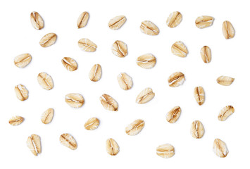 Oat-flakes isolated on white background. Texture.