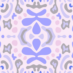 Sample design for wallpaper, tile, packaging, background. Handmade kaleidoscope. Flower tracery, fishnet lines. Handmade seamless pattern in oriental style. Modern fabric, textiles.