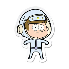 sticker of a happy astronaut cartoon