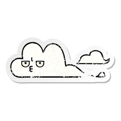 distressed sticker of a cute cartoon white cloud