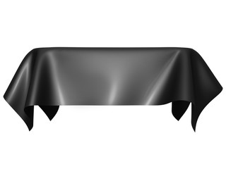 Black silk elegance tablecloth. Trade show exhibition