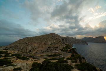 Fototapeta premium Sunset at the sea at Mallorca island