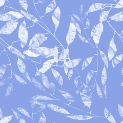 seamless pattern with leaves and flowers. floral design background. Watercolor illustration
