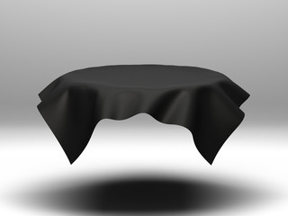 Black silk elegance tablecloth. Trade show exhibition