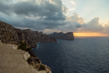 Sunset at the sea at Mallorca island