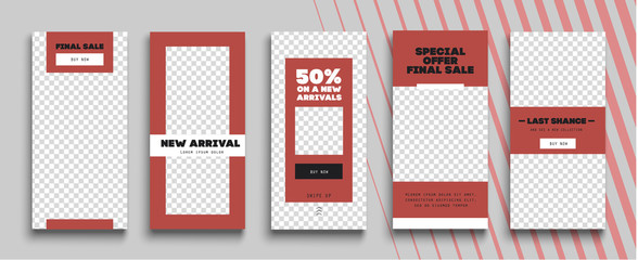 Trendy Commercial editable Instagram Stories template. Design for sale social media.