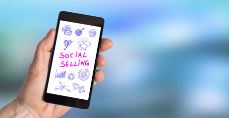 Social selling concept on a smartphone