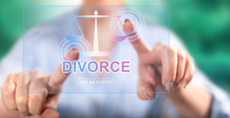 Woman touching an online divorce advice website