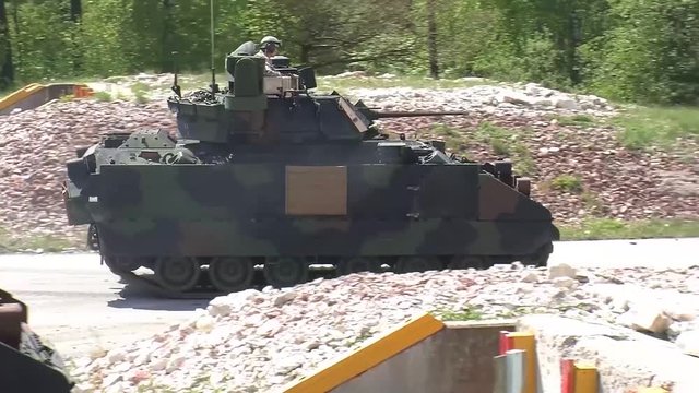 Bradley fighting vehicle passing by 