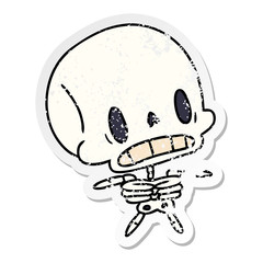 distressed sticker cartoon kawaii cute dead skeleton