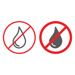 No water line and glyph icon, prohibited and liquid, no aqua sign, vector graphics, a linear pattern on a white background.