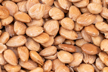 Peeled almonds fried and salted