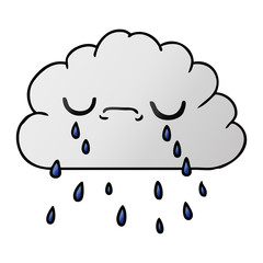 gradient cartoon of cute crying cloud