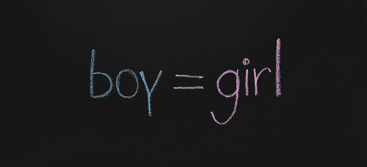 Boy is equal to Girl, chalkboard sketch