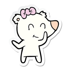 sticker of a female polar bear cartoon