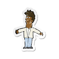 retro distressed sticker of a cartoon happy man