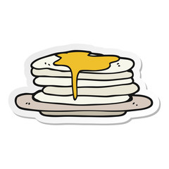 sticker of a cartoon stack of pancakes
