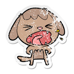 distressed sticker of a cute cartoon dog