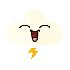 retro illustration style cartoon thunder cloud