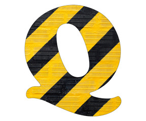 Letter Q - Yellow and black lines. White background