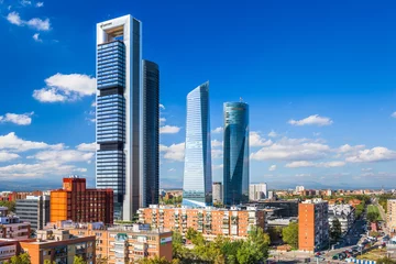 Poster Madrid, Spain financial district skyline. © SeanPavonePhoto