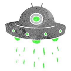 retro cartoon doodle of an alien ship
