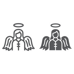 Angel line and glyph icon, religion and heaven, character sign, vector graphics, a linear pattern on a white background.