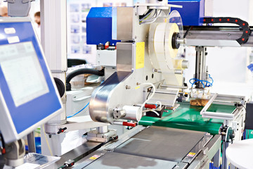 Machine of weighing and labeling - obrazy, fototapety, plakaty